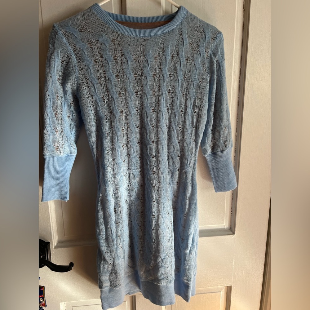 Light Blue Cable Knit Sweater Dress